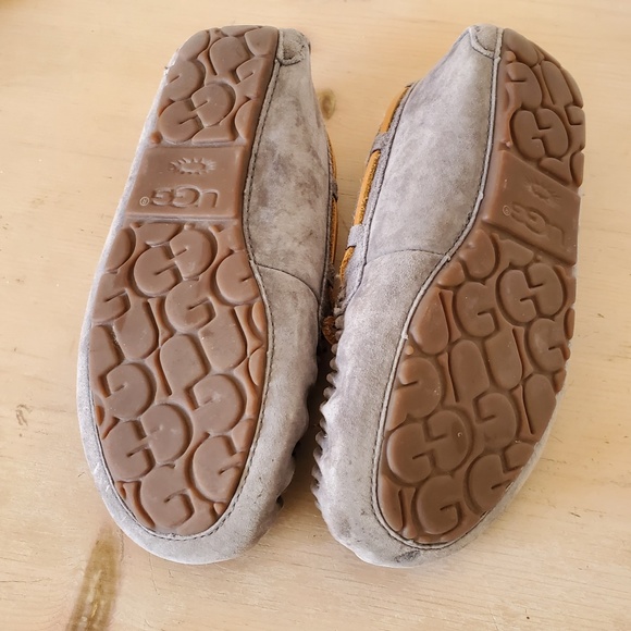 UGG Dakota Moccasin Slippers In Grey Suede & Sherpa Lined Women's Size 6 - Picture 5 of 6